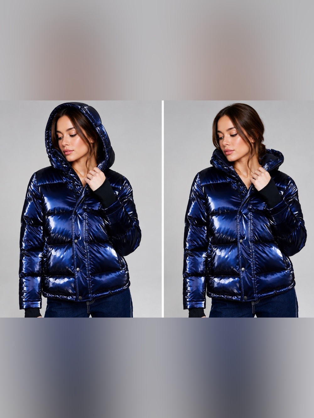 🆕 BCBGeneration Liquid Sapphire Puffer Winter Coat XL – Eco-Friendly Feather - Picture 13 of 13